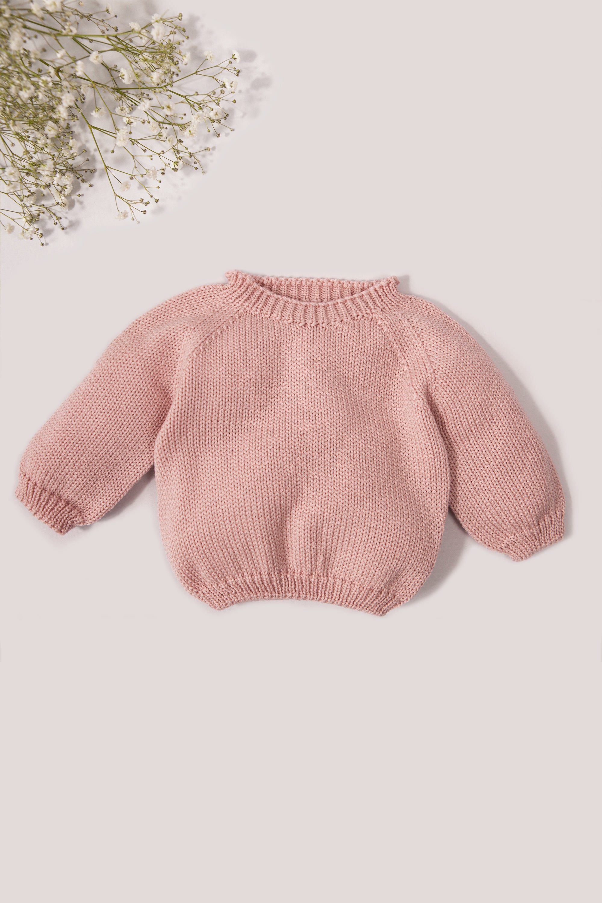 Pink Merino Wool Baby Plain Jumper