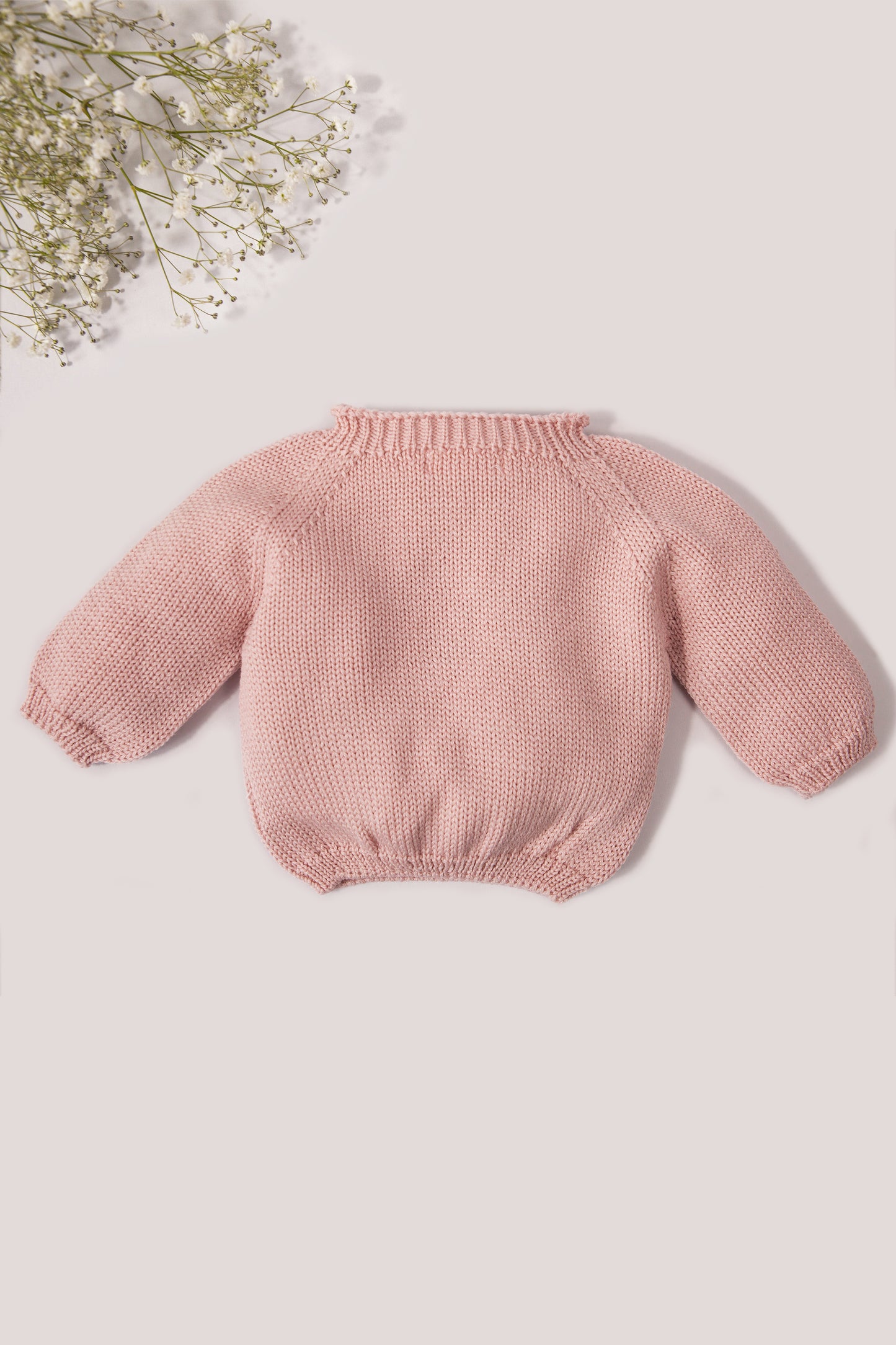 Pink Merino Wool Baby Plain Jumper