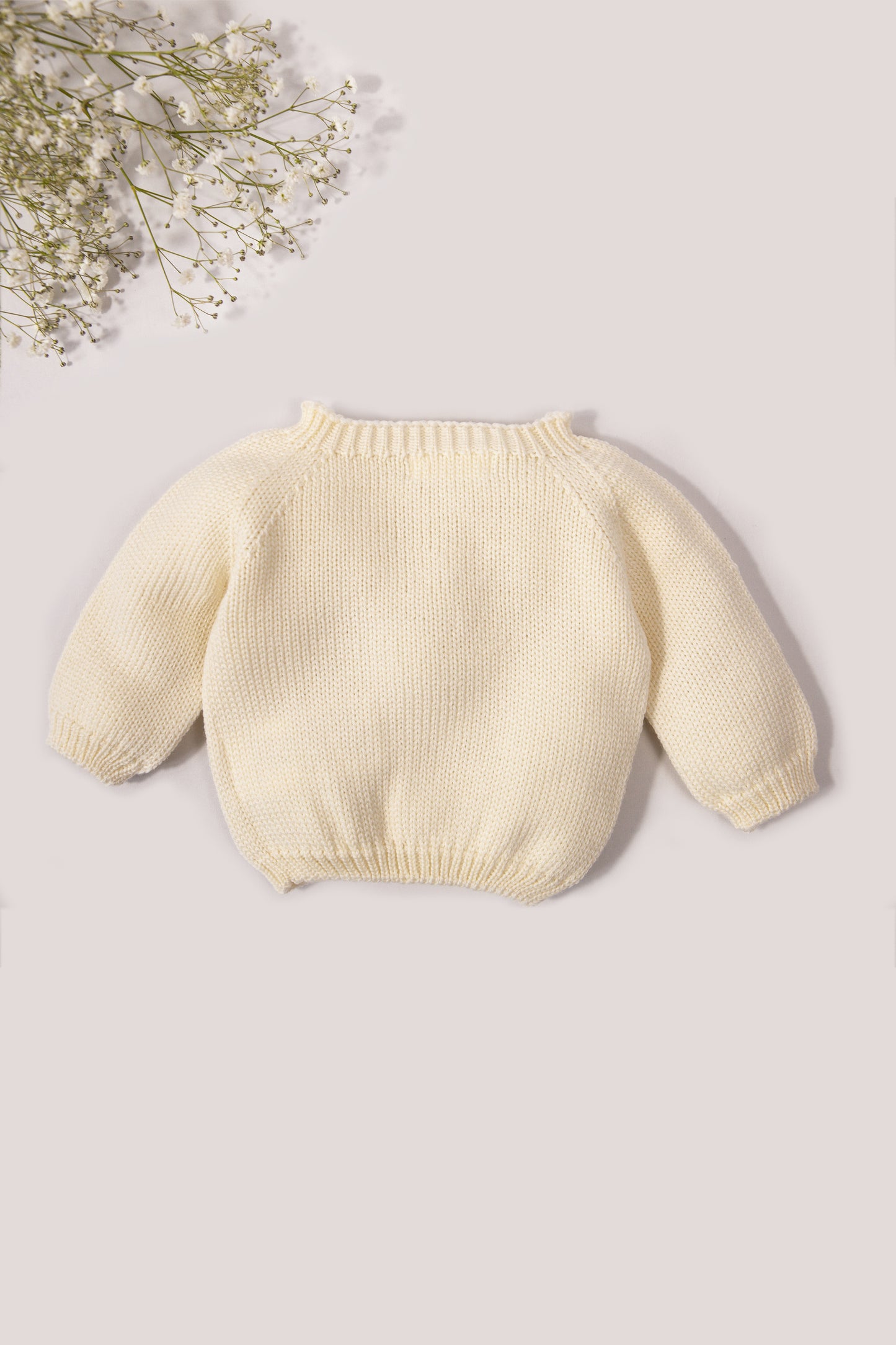 Cream Merino Wool Baby Plain Jumper