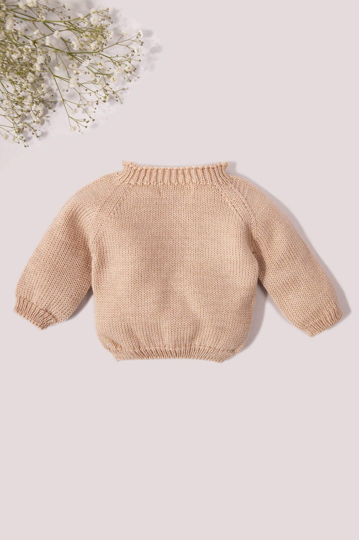 Beige Merino Wool Baby Plain Jumper