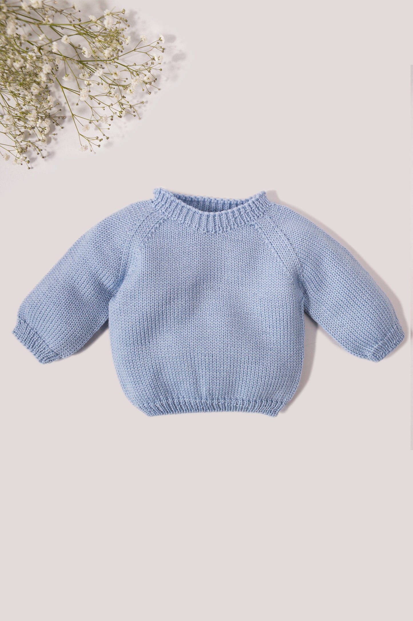 Blue Merino Wool Baby Plain Jumper