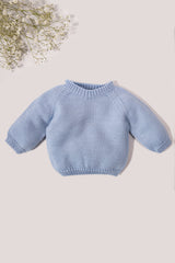 Blue Merino Wool Baby Plain Jumper