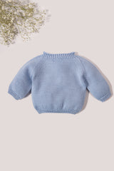 Blue Merino Wool Baby Plain Jumper