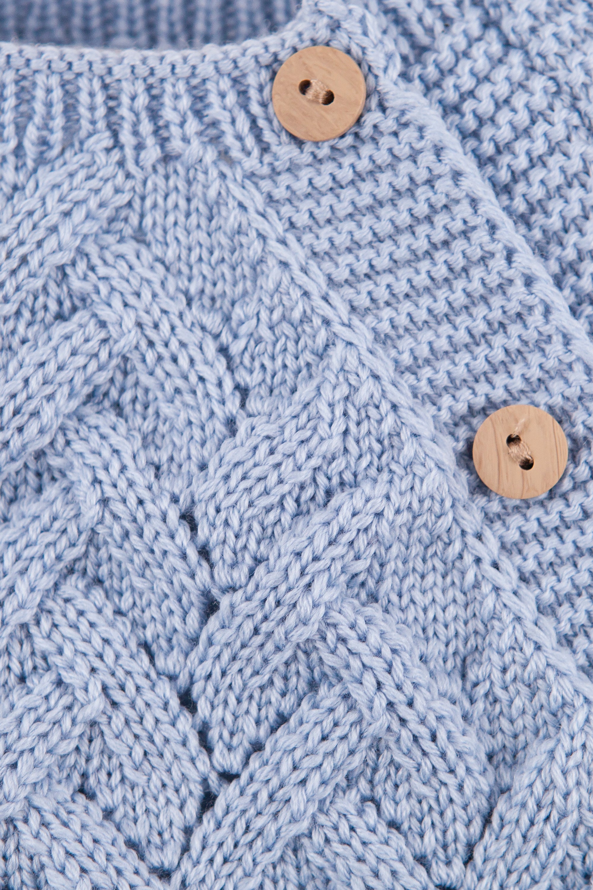 Blue Merino Wool Openwork Cardigan