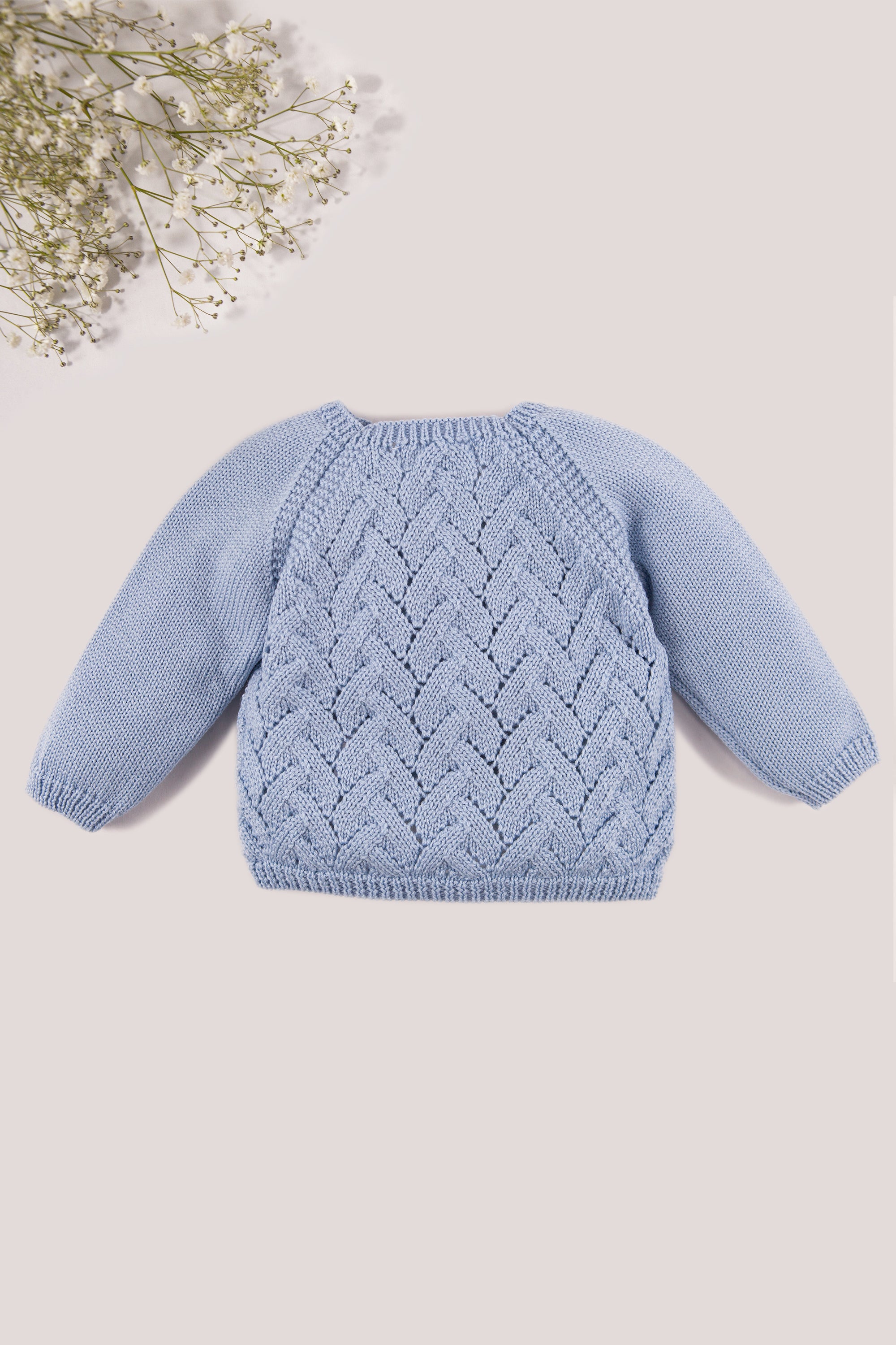 Blue Merino Wool Openwork Cardigan