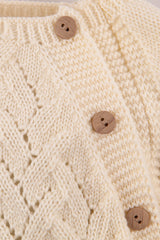 Cream Merino Wool Openwork Cardigan