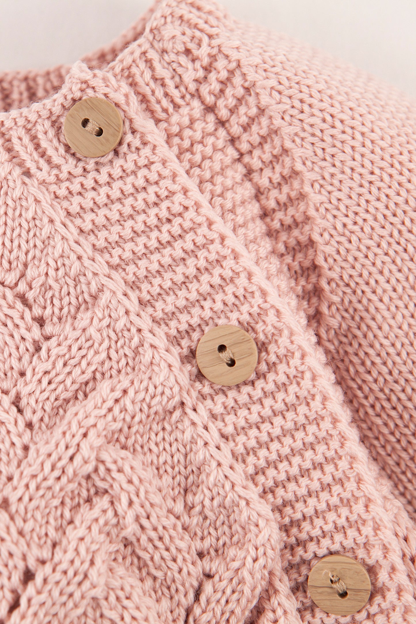 Pink Merino Wool Openwork Cardigan