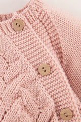 Pink Merino Wool Openwork Cardigan