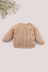 Beige Merino Wool Openwork Cardigan