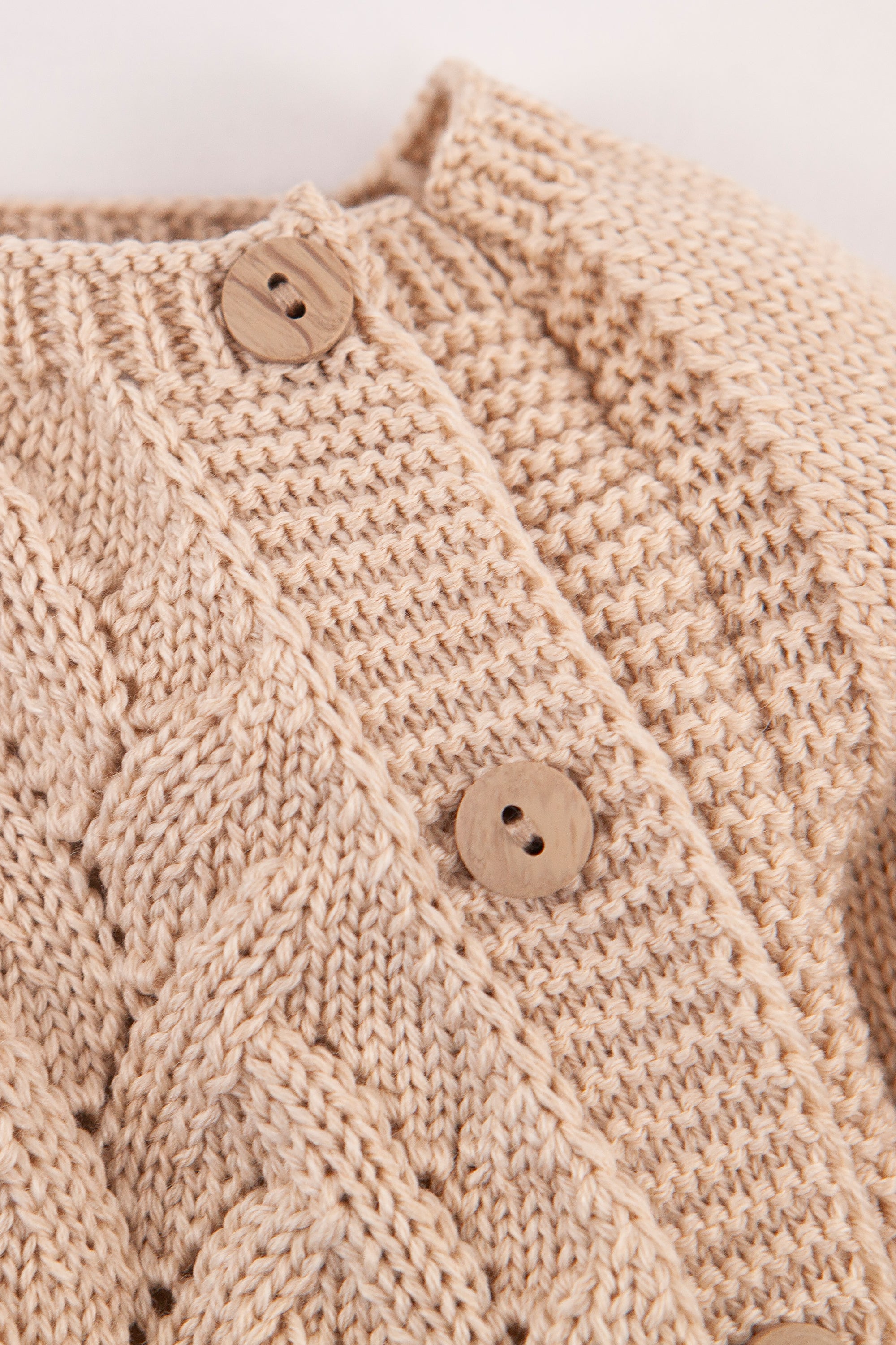 Beige Merino Wool Openwork Cardigan
