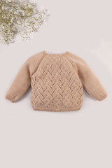 Beige Merino Wool Openwork Cardigan