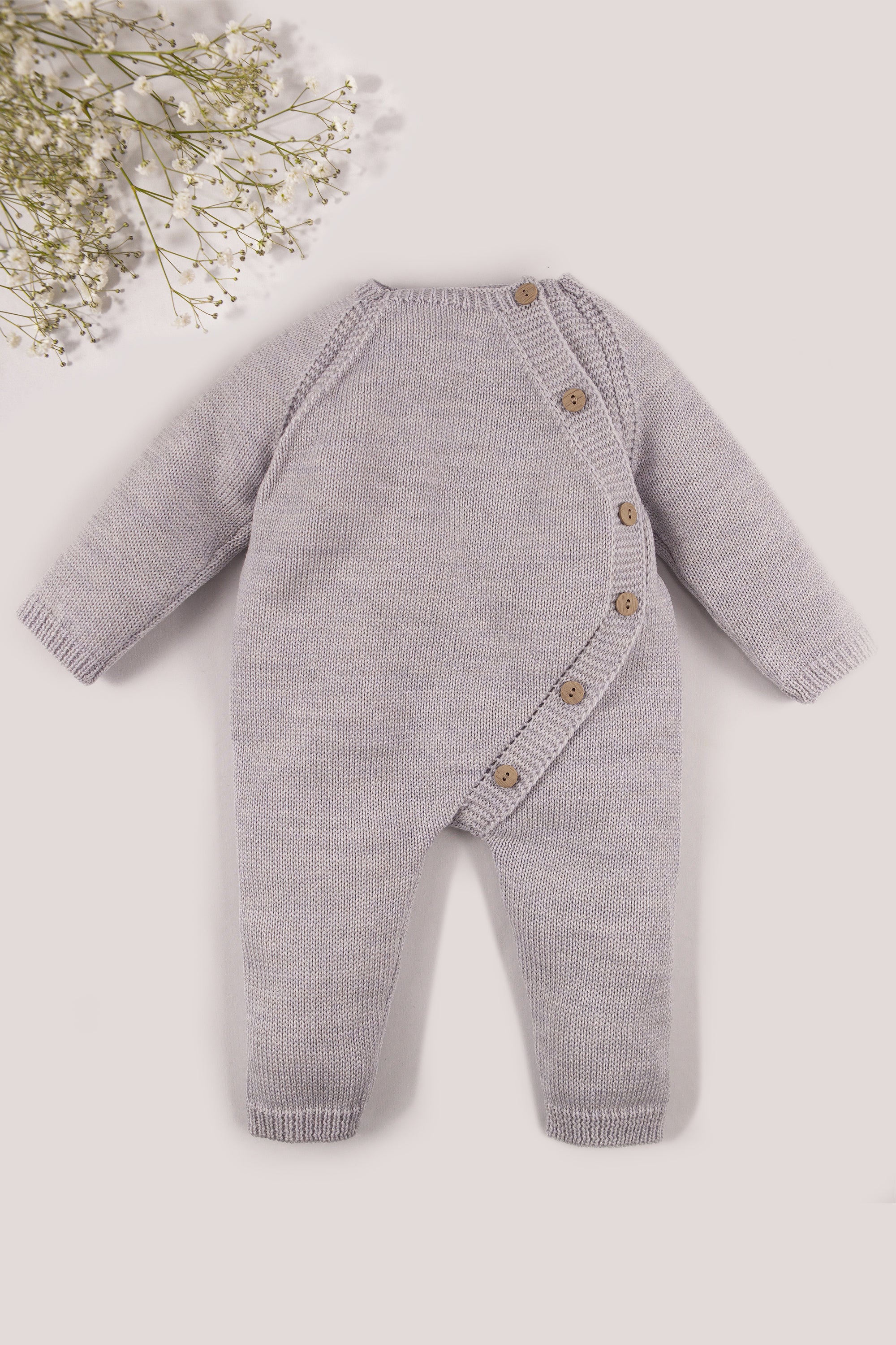 Grey Merino Wool Baby Jumpsuit