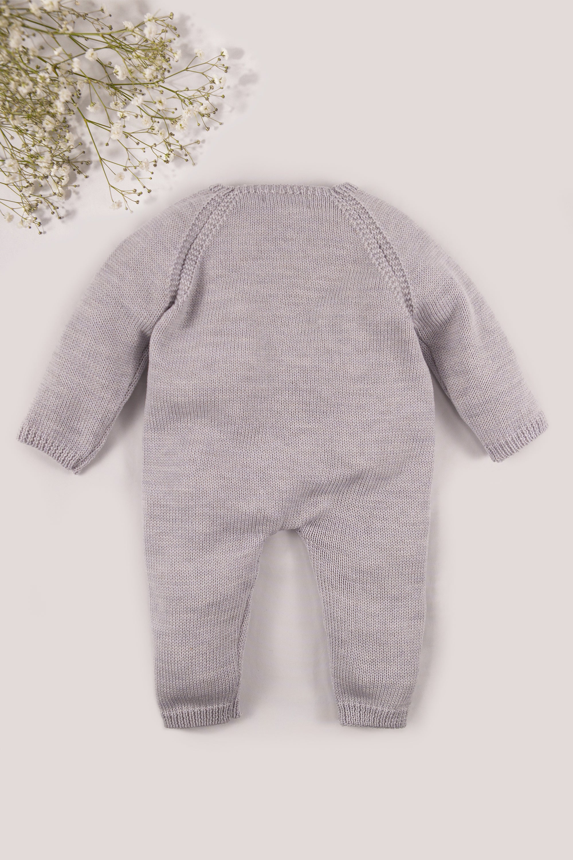 Grey Merino Wool Baby Jumpsuit