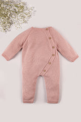 Pink Merino Wool Baby Jumpsuit