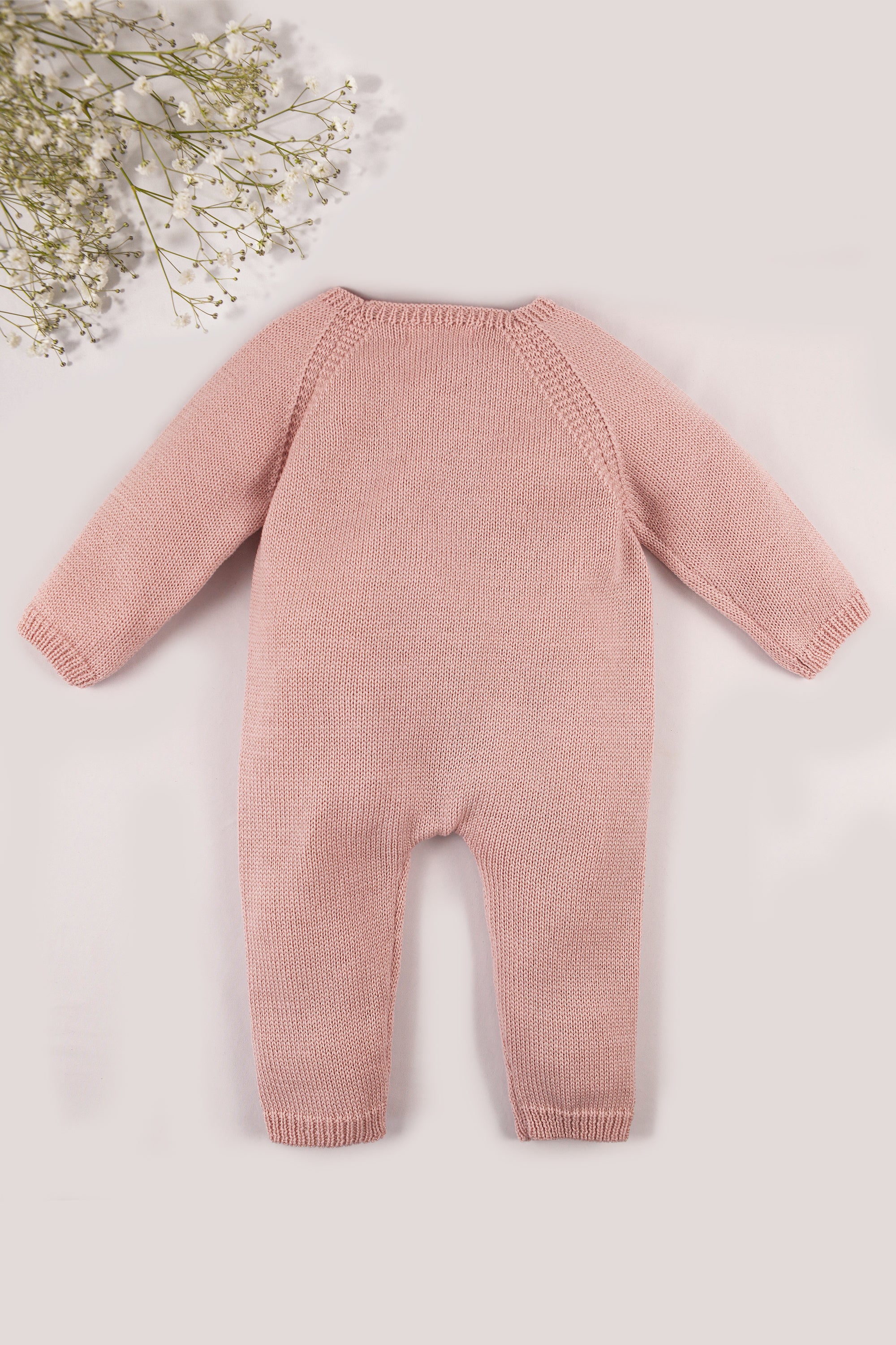 Pink Merino Wool Baby Jumpsuit