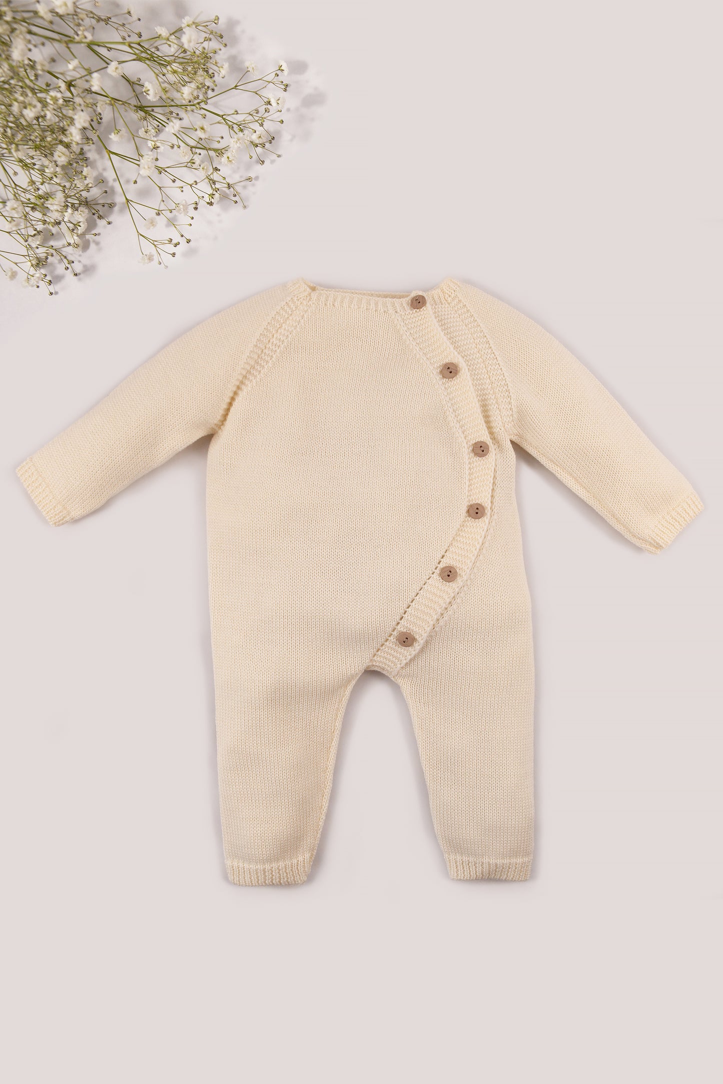 Cream Merino Wool Baby Jumpsuit