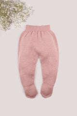 Pink Merino Wool Baby Footed Pants