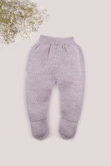 Grey Merino Wool Baby Footed Pants