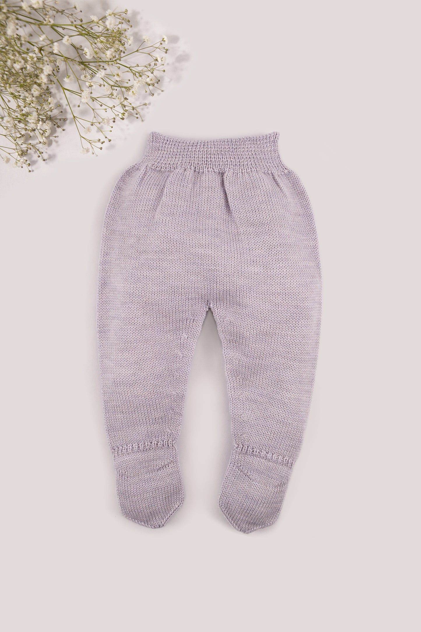 Grey Merino Wool Baby Footed Pants