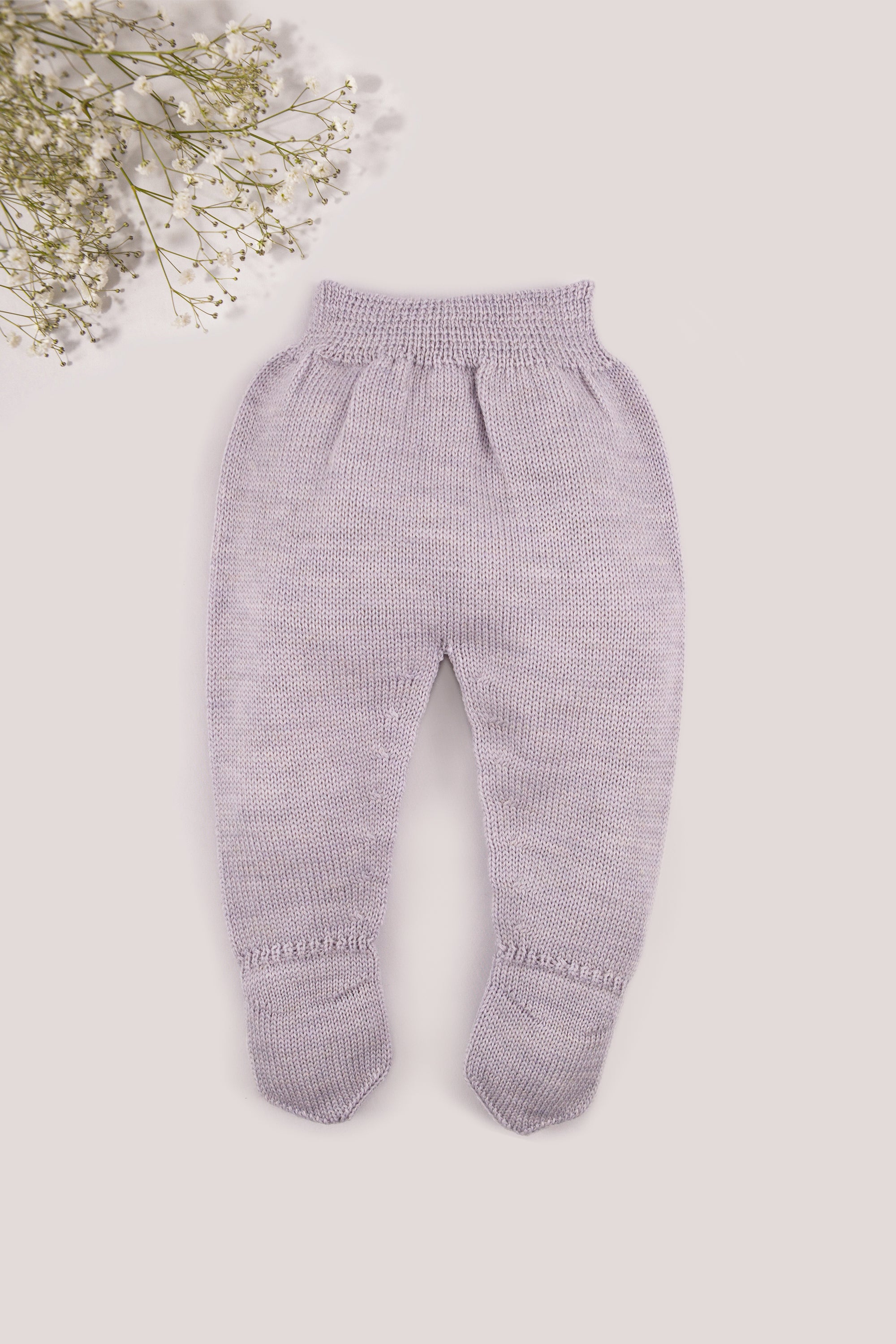 Grey Merino Wool Baby Footed Pants