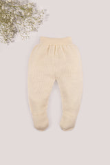 Cream Merino Wool Baby Footed Pants