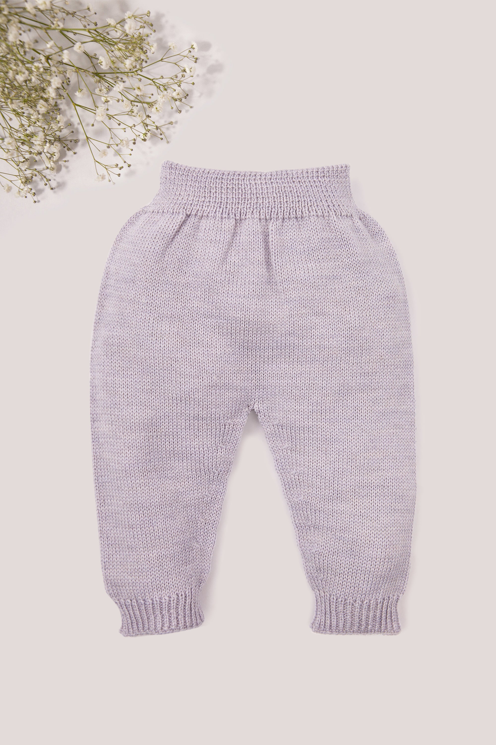 Grey Merino Wool Knitted Baby  Pants