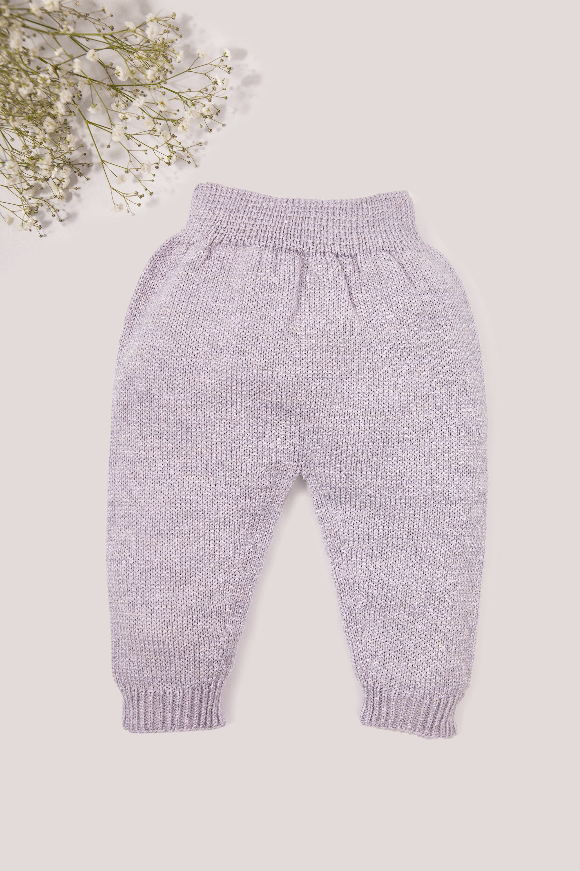 Grey Merino Wool Knitted Baby  Pants