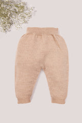 Beige Merino Wool Knitted Baby Pants