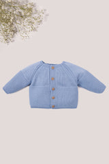 Blue Merino Wool Baby Cardigans