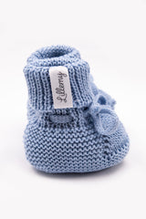 Blue Merino Wool Baby Booties