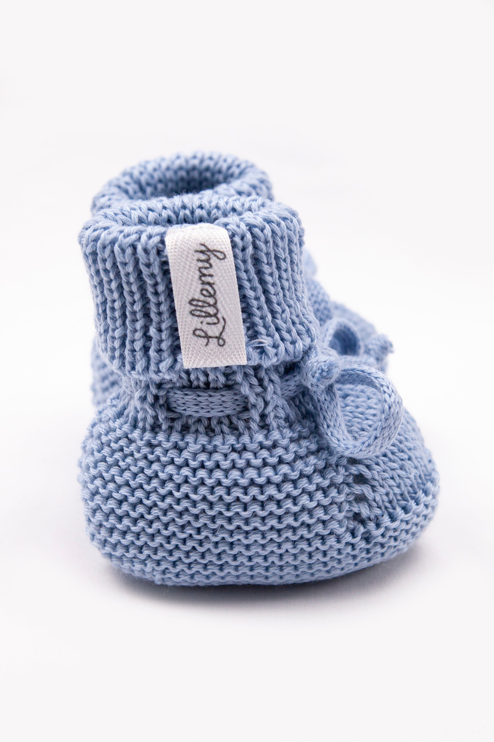 Blue Merino Wool Baby Booties