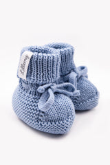 Blue Merino Wool Baby Booties