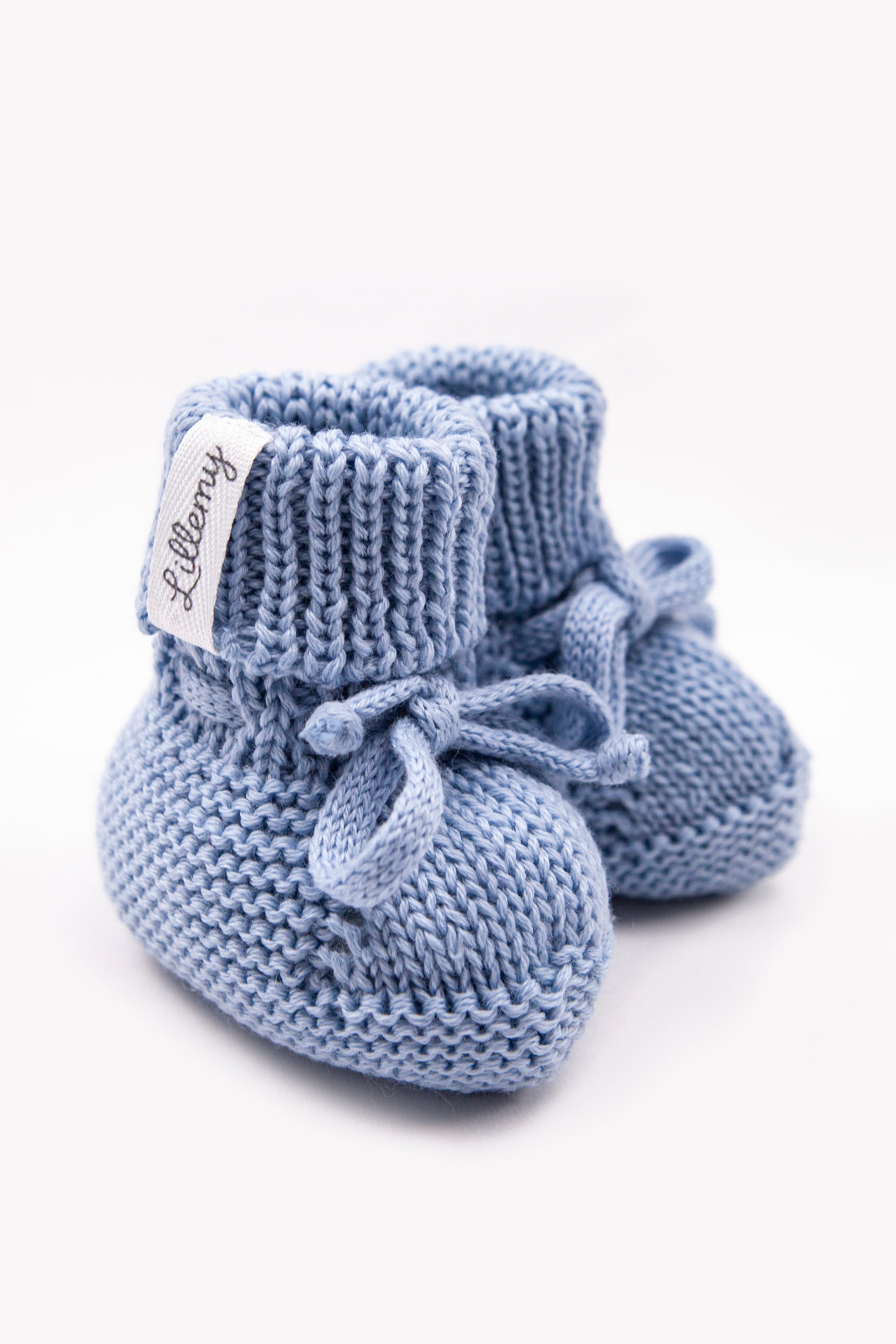 Blue Merino Wool Baby Booties