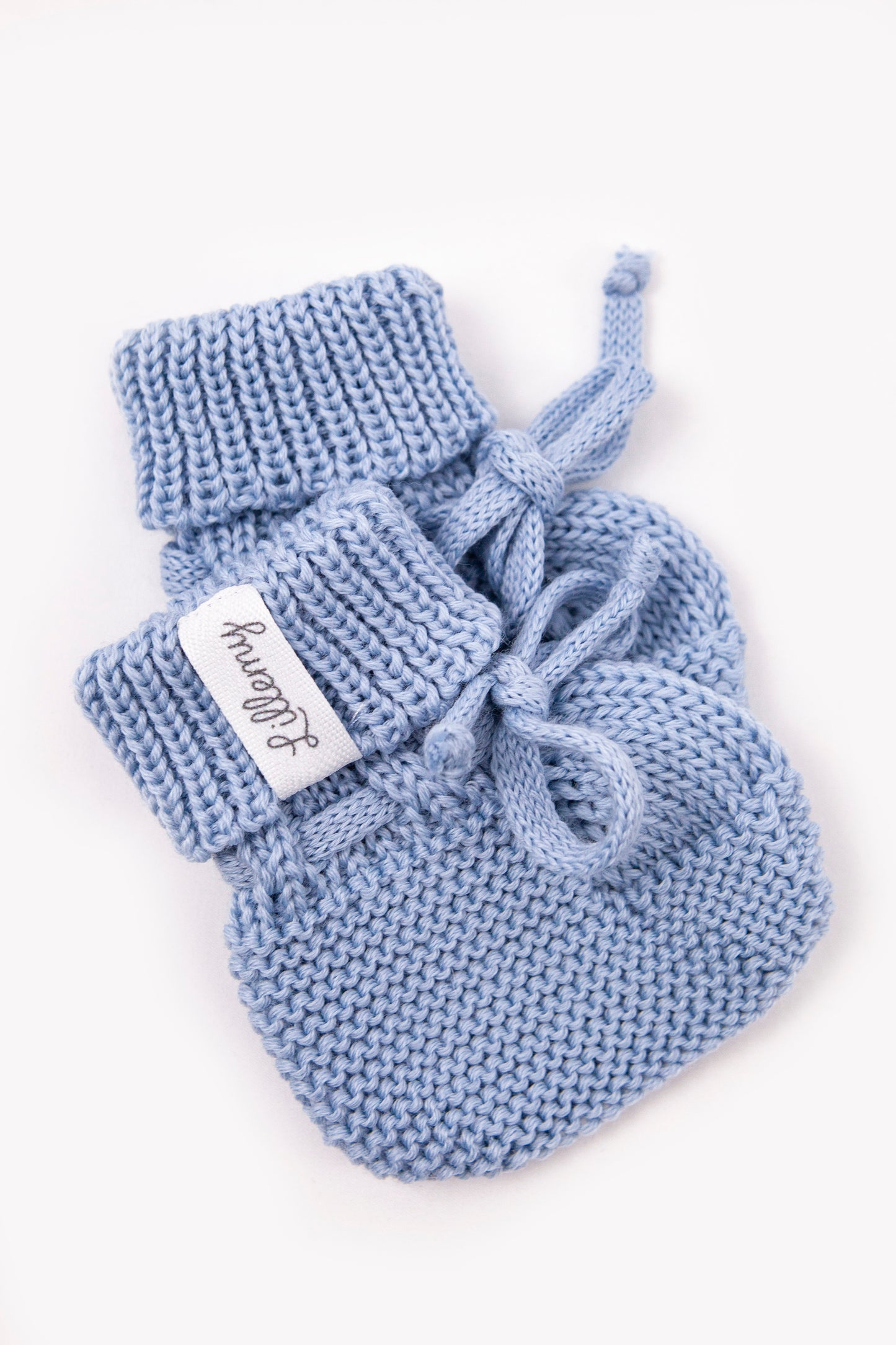 Blue Merino Wool Baby Booties