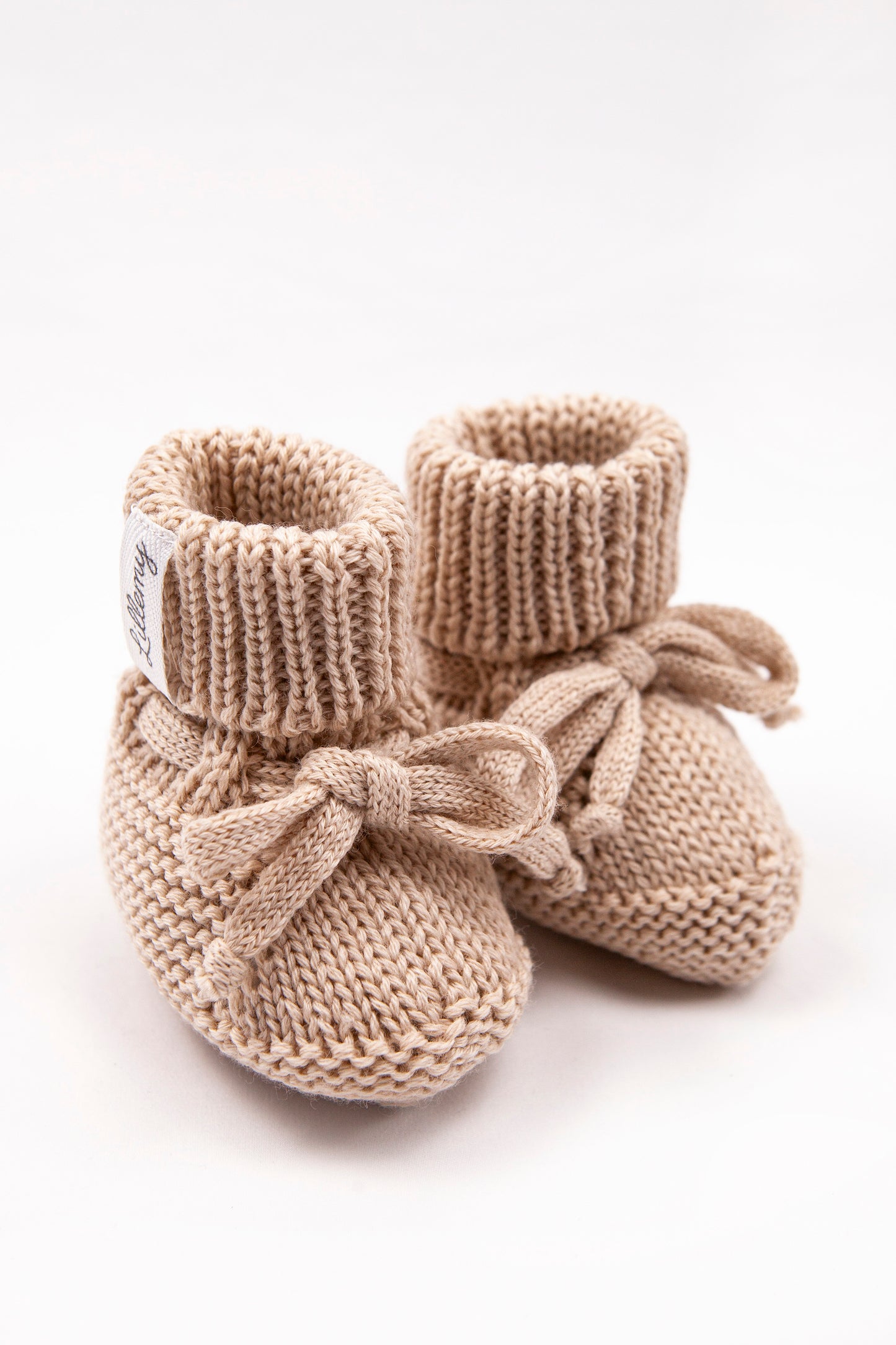 Beige Merino Wool Baby Booties