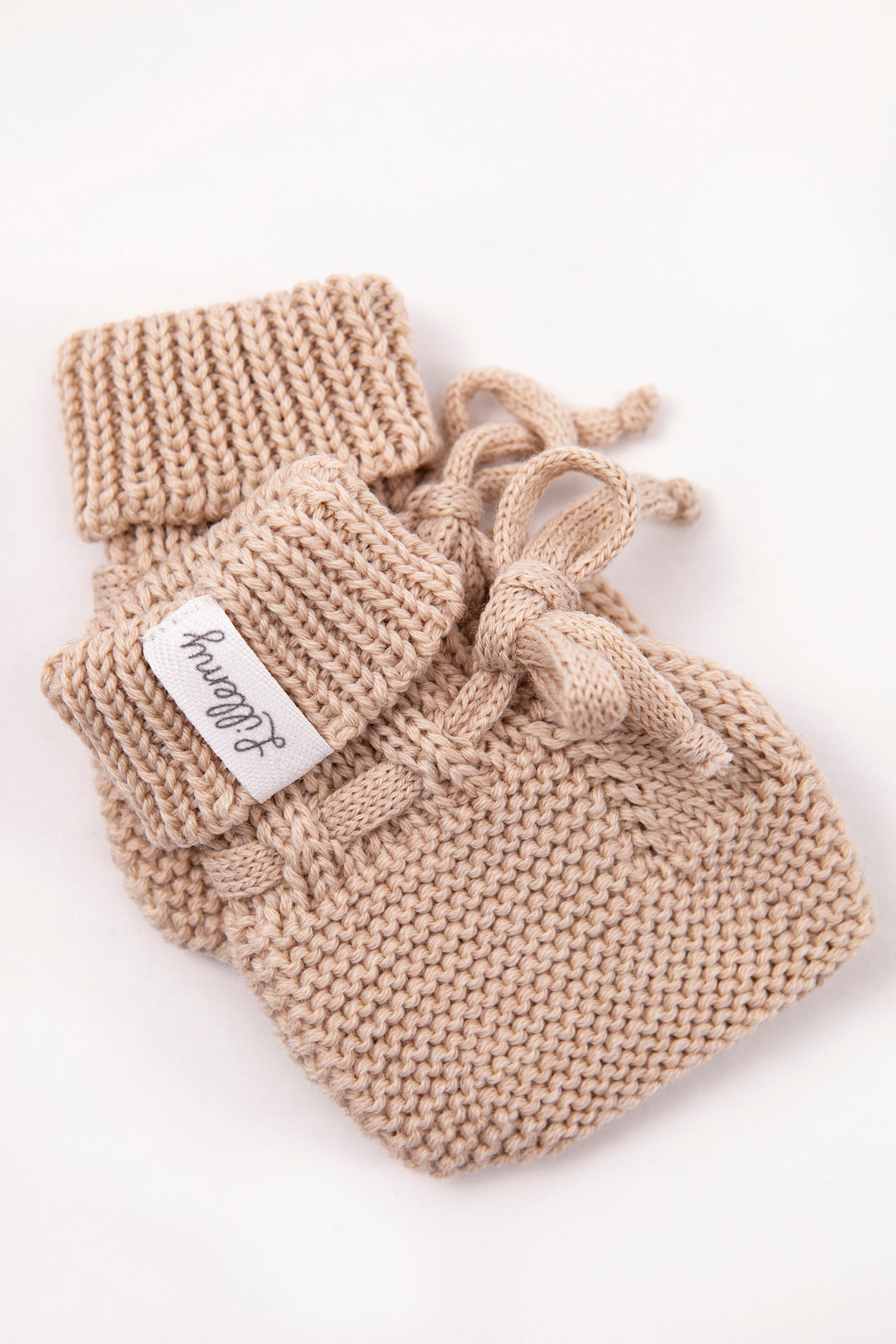 Beige Merino Wool Baby Booties