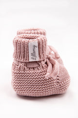 Pink Merino Wool Baby Booties