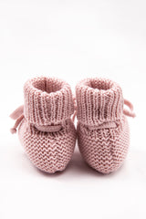 Pink Merino Wool Baby Booties
