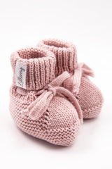 Pink Merino Wool Baby Booties