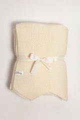 Cream merino wool chevron baby blanket – knitted, fine Italian merino