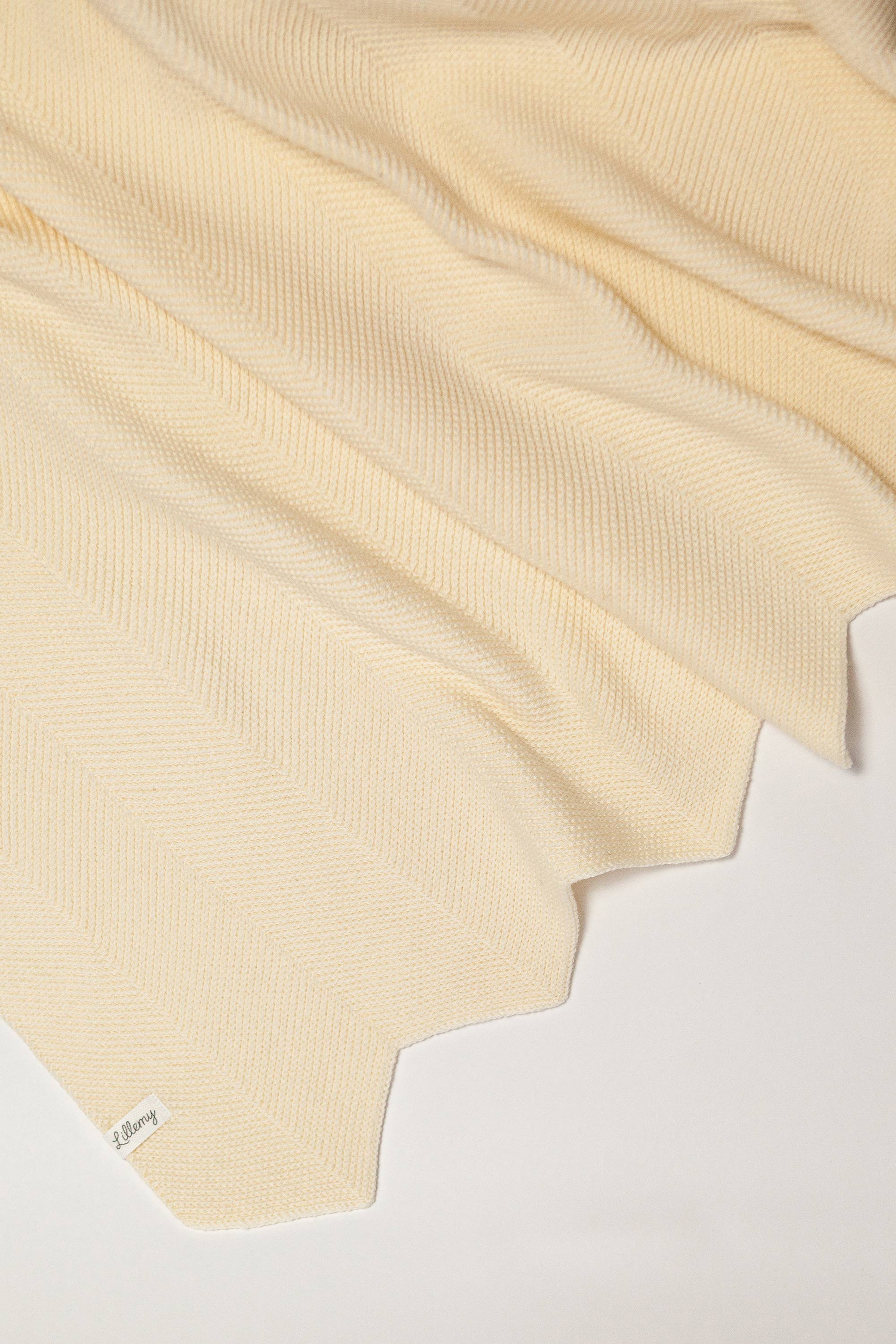 cream merino wool chevron blanket detail – textured knit, fine Italian merino