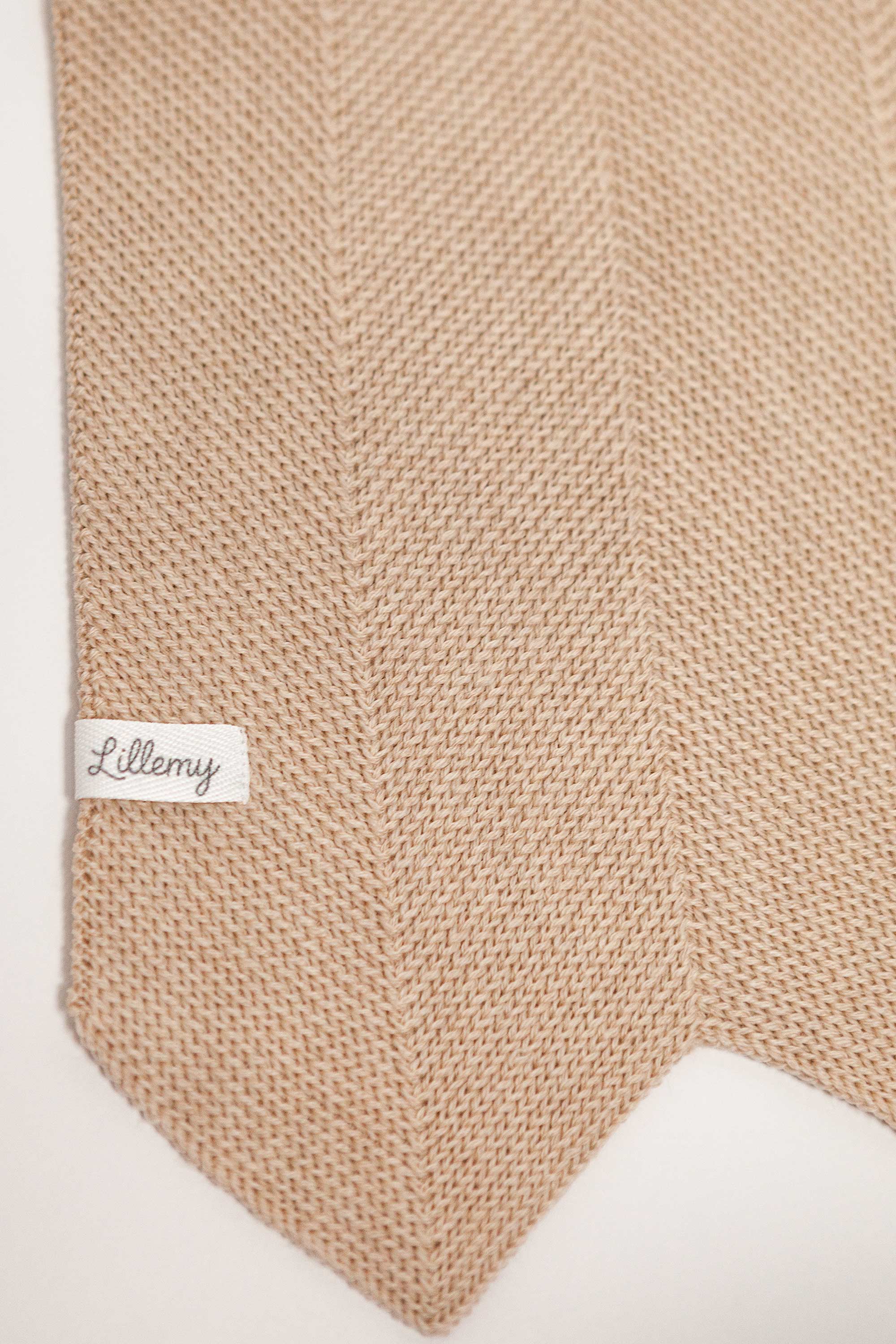 Beige Merino Wool Chevron Blanket