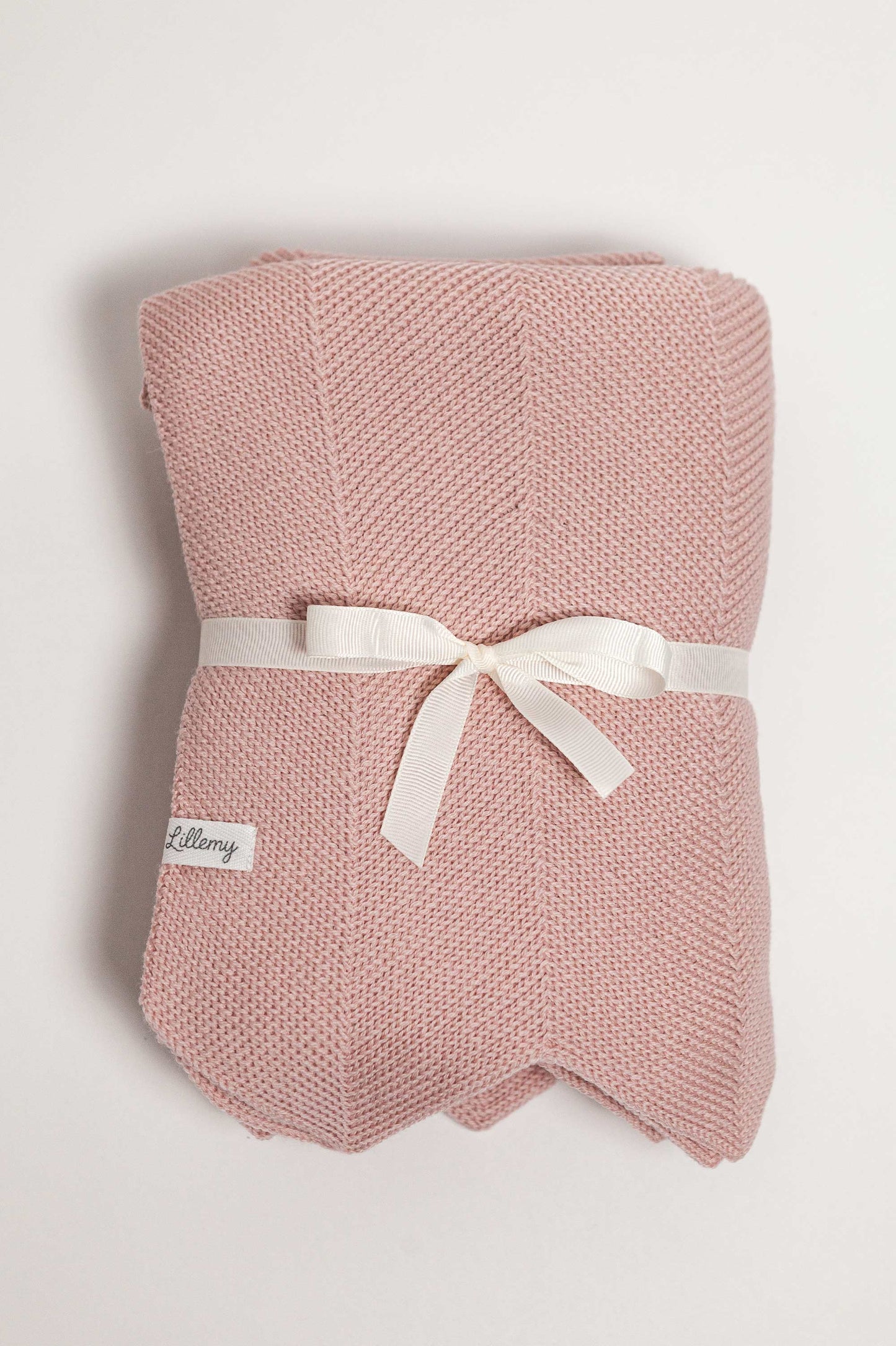 Pink merino wool chevron baby blanket – knitted, fine Italian merino