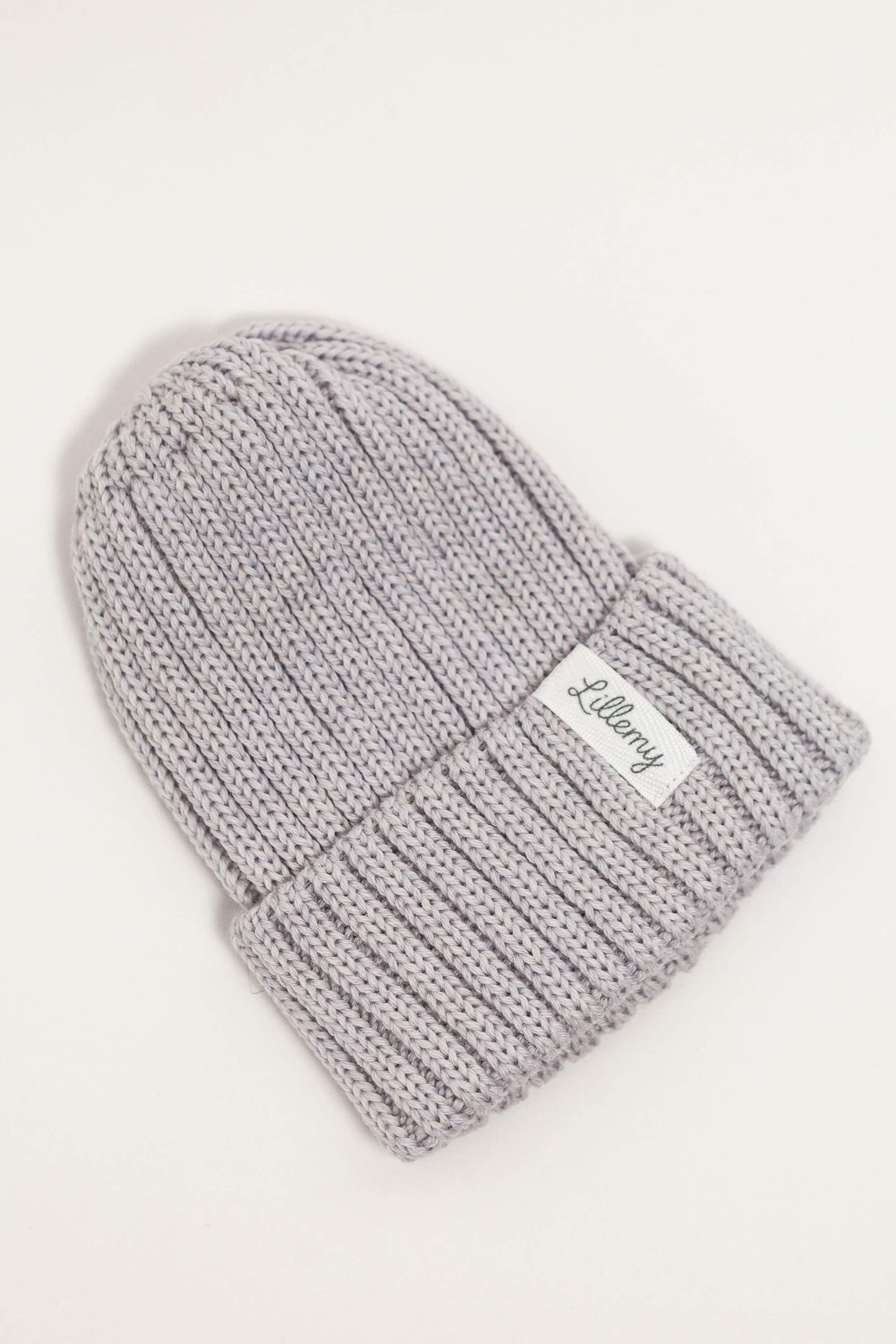 Grey Merino Wool Chunky Rib Beanie