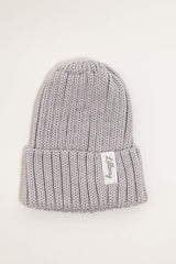 Grey Merino Wool Chunky Rib Beanie