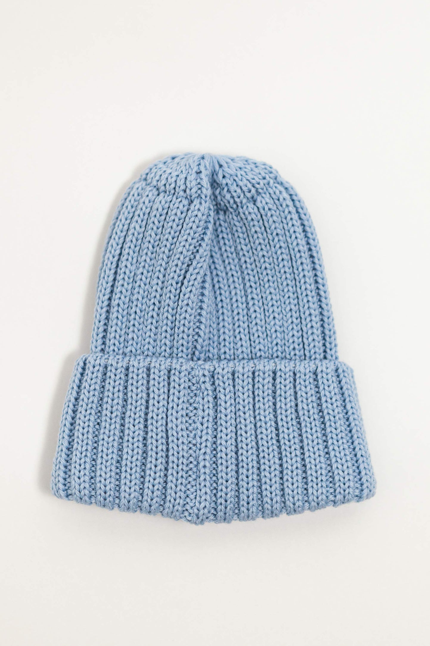 Blue Merino Wool Chunky Rib Beanie