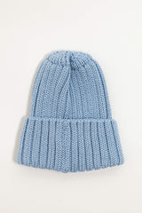 Blue Merino Wool Chunky Rib Beanie