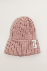 Pink Merino Wool Chunky Rib Beanie