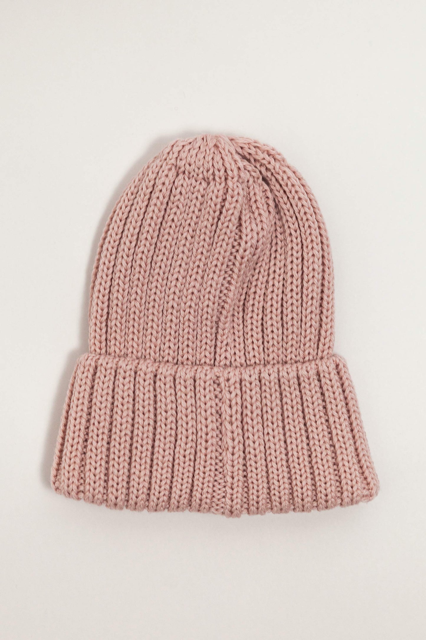 Pink Merino Wool Chunky Rib Beanie