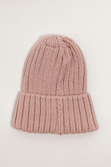 Pink Merino Wool Chunky Rib Beanie